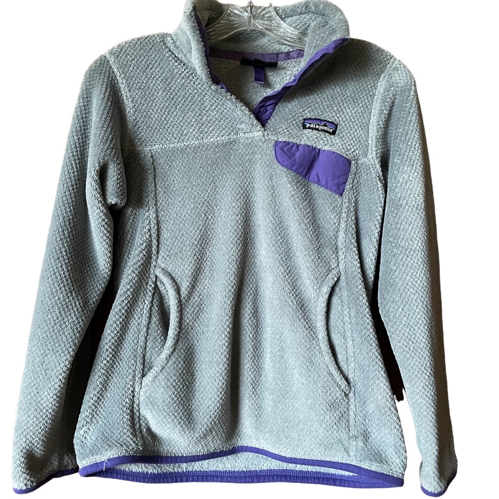 Patagonia Women's Re-Tool Snap-T Fleece Pullover Gray/Purple XS